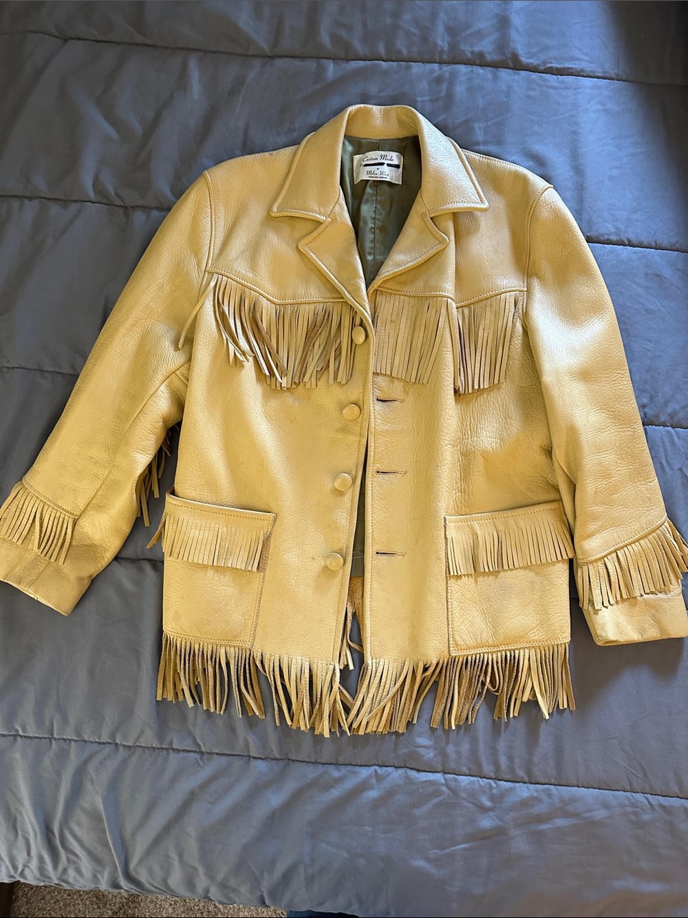 Fringed Yellow Leather Jacket - Vintage Style